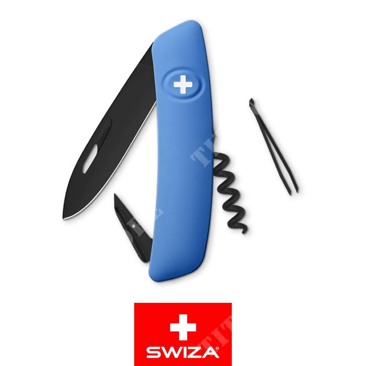 CUCHILLO D01 ALLBLACK AZUL MULTIUSOS 4 FUNCIONES SWIZA (KNI.0013.1030)