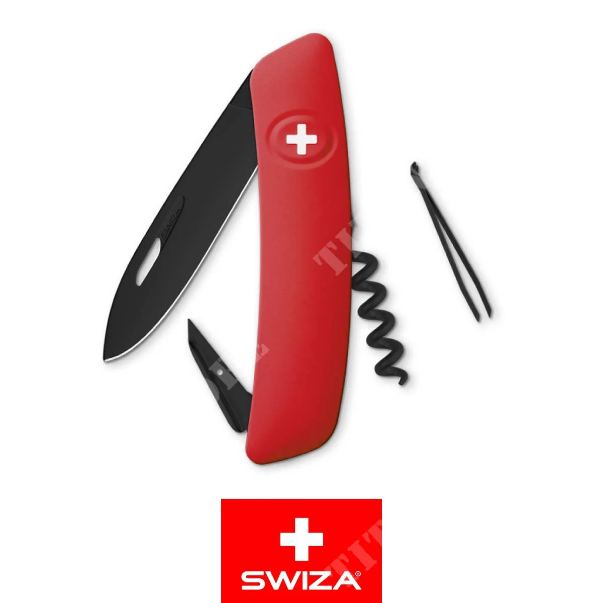 CUCHILLO D01 ALLBLACK ROJO MULTIUSOS 4 FUNCIONES SWIZA (KNI.0013.1000)