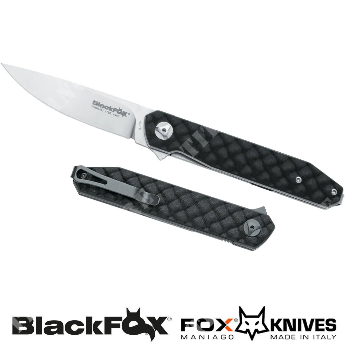 CUCHILLO RECARGADO HOJA SATINADA MANGO / NEGRO G10 BLACKFOX (BF-736)