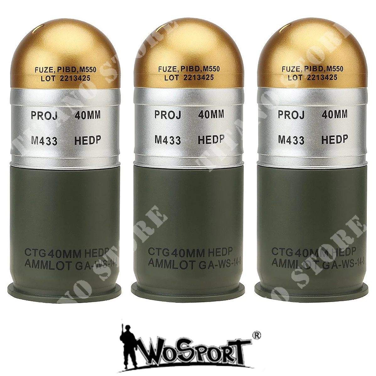 SET 3 GRANADAS FICHAS M433 WOSPORT (WO-EX036)