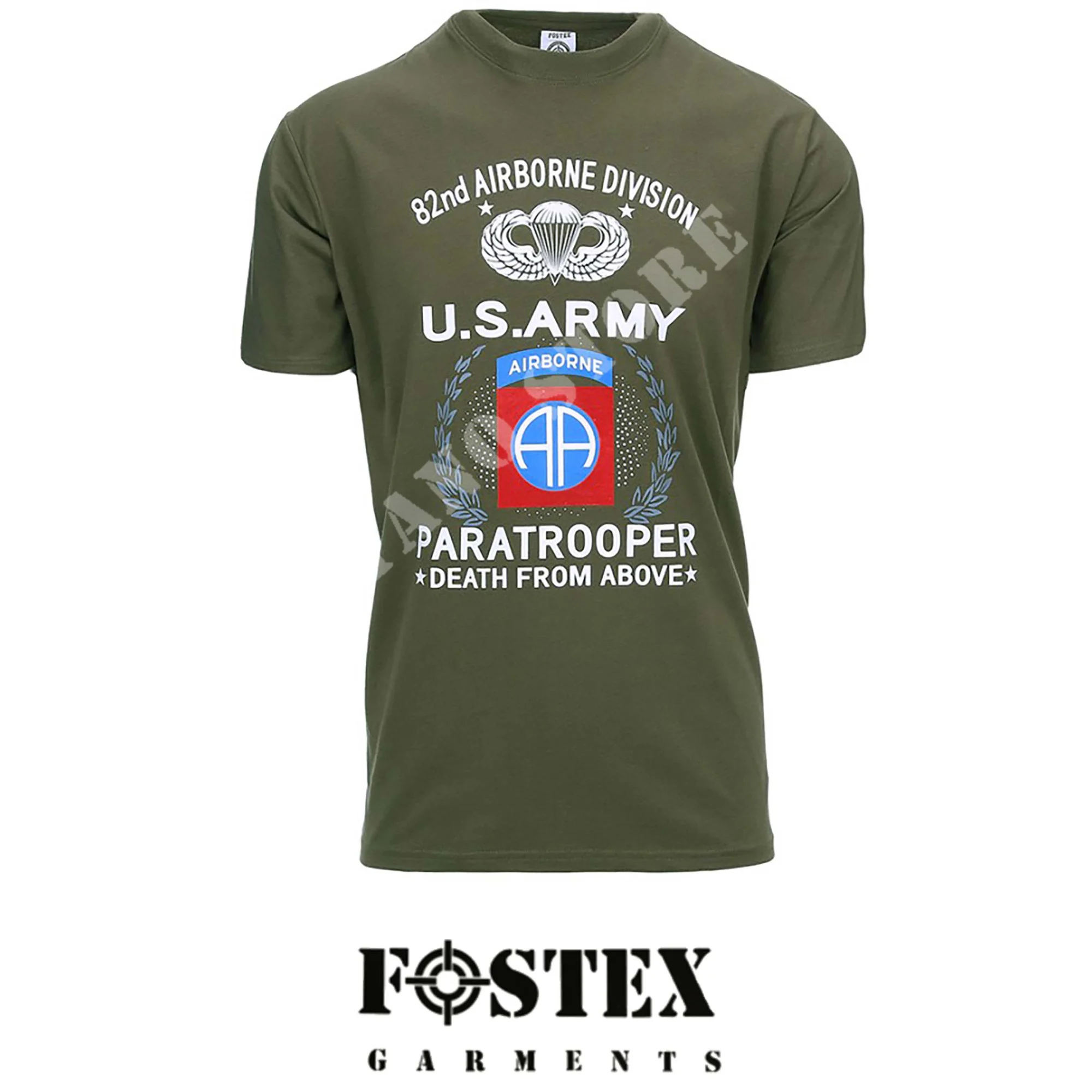 CAMISETA VERDE FOSTEX PARACAIDISTA 82ND DEL EJÉRCITO DE EE. UU. (133638-OD)