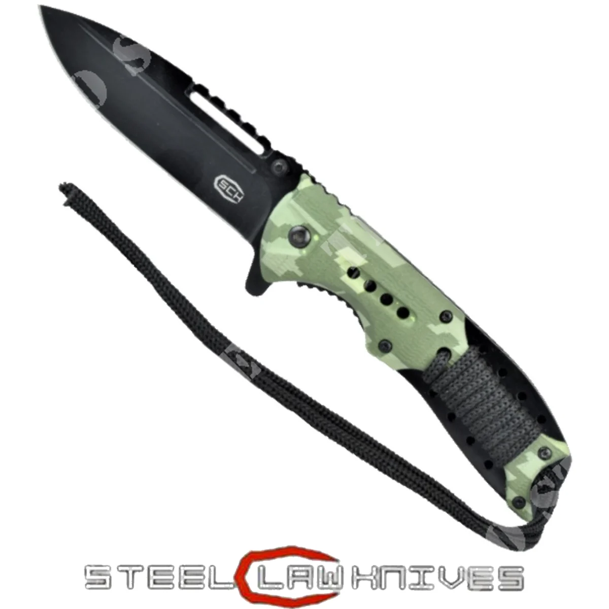 NAVAJA PLEGABLE VERDE CON PARACORD SCK (CW-K21B)