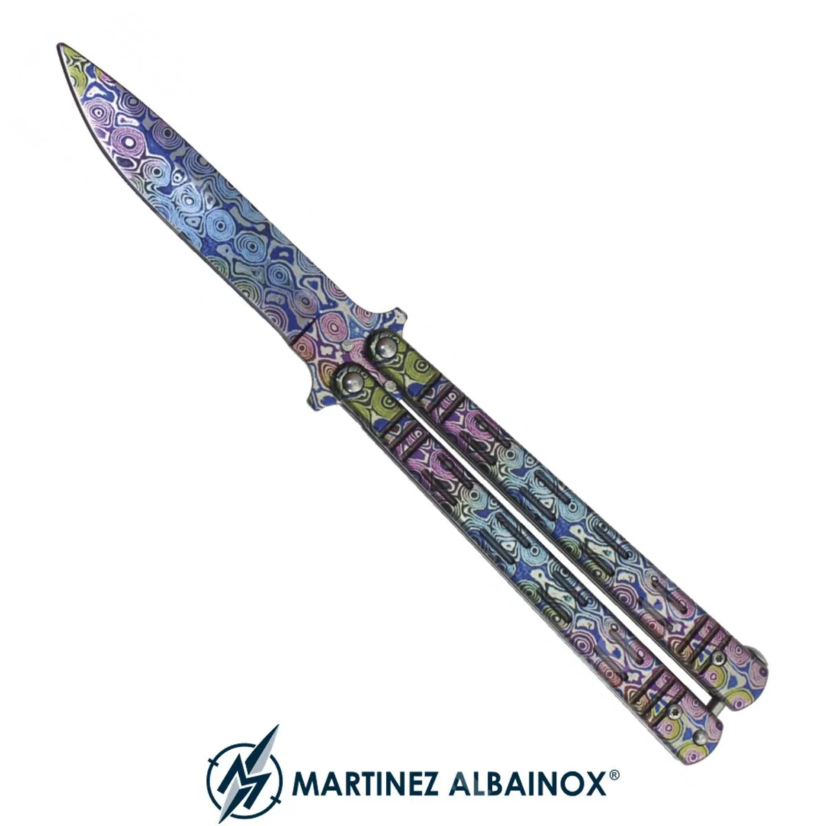 CUCHILLO MARIPOSA DAMASCO COLORFULL HOJA 10,30CM ALBAINOX (ALB-02219)