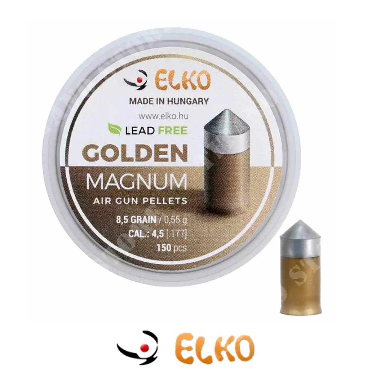 PLOMOS MAGNUM DORADOS CAL 4,5MM 150uds ELKO (ICM102)
