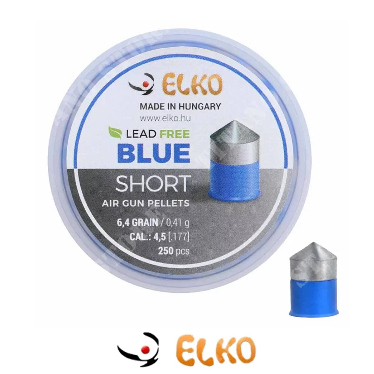 PLOMAS PISTOLA AZUL CORTA CAL 4,5MM 250uds ELKO (ICM100)