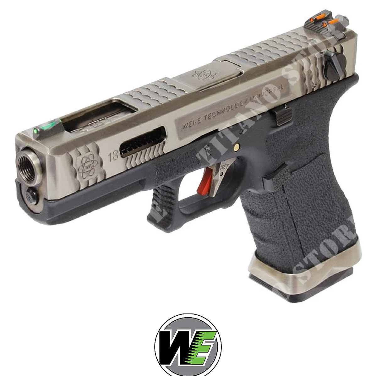 PISTOLA GAS G18 T7 PLATA/NEGRO WE (WG02WET-7)
