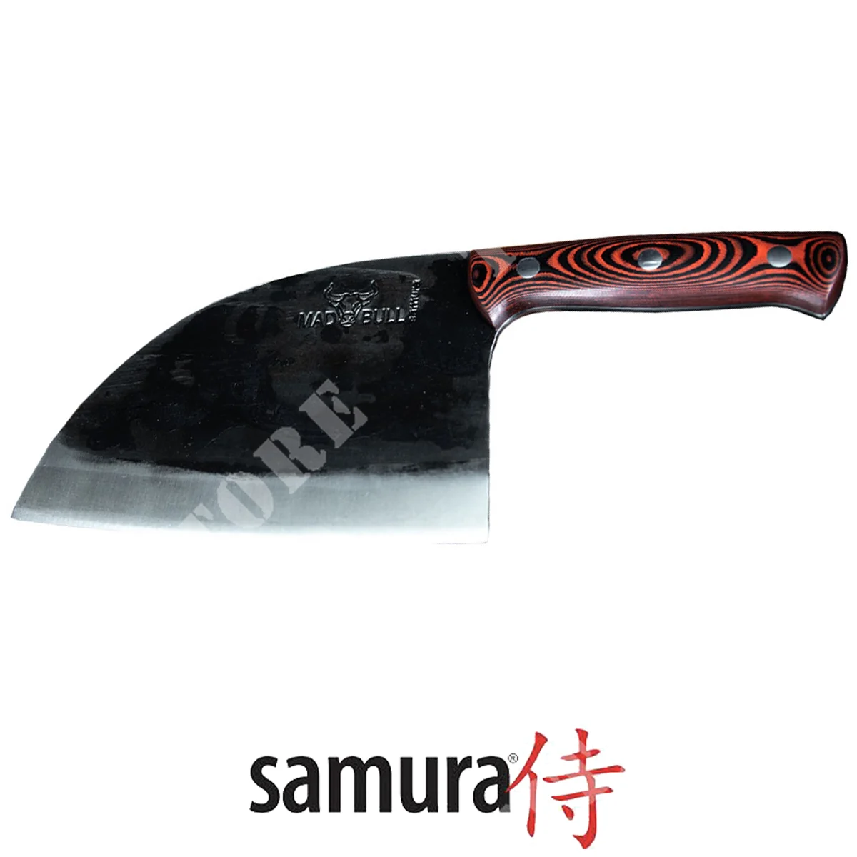 MAD BULL CHOPPER CLEAVER G-10 NEGRO Y ROJO 18CM SAMURA (SMB-0040R)