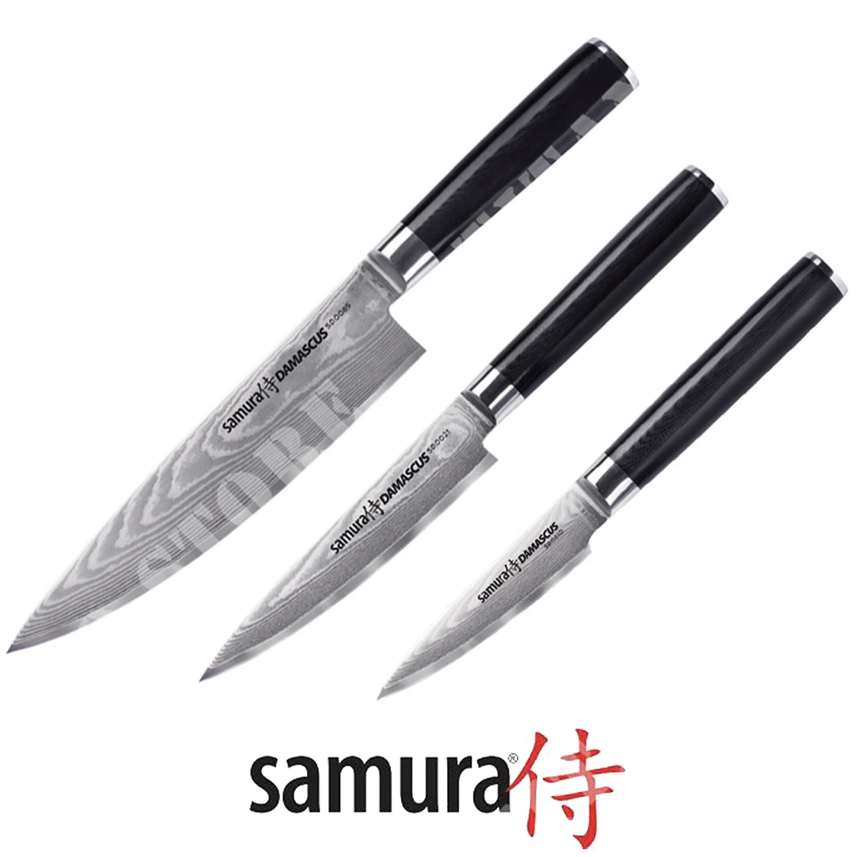 SET 3 PCS DAMASCO COCINERO-FILETEADOR-SPELUCCHINO SAMURA (SMR-SD0220)