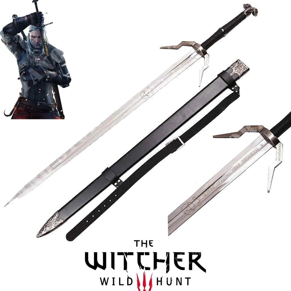 ESPADA GERALT EL BRUJO PLATA CON RUNAS (T23-11)