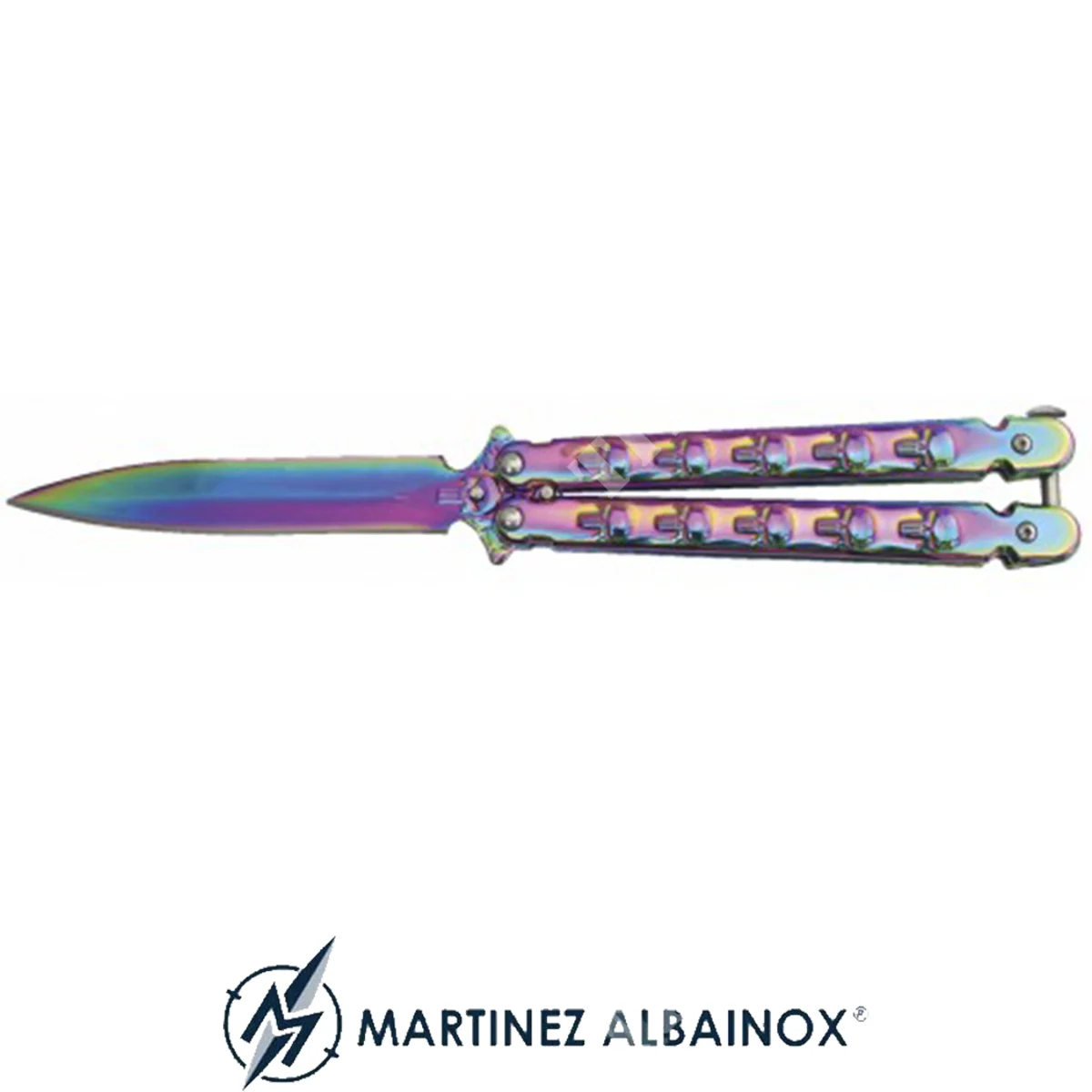 CUCHILLO BUTTERFLAY RAINBOW HOJA 10,4 Cm MANGO SKUL ALBAIOX (ALB-02217)