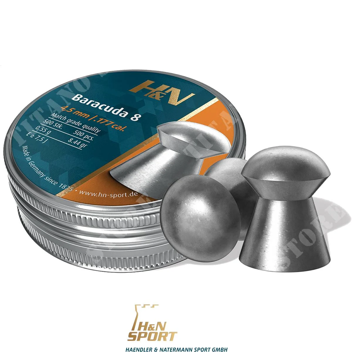 DIABOLO BARACUDA 8 4.51MM 500uds H&N (HN-B8)