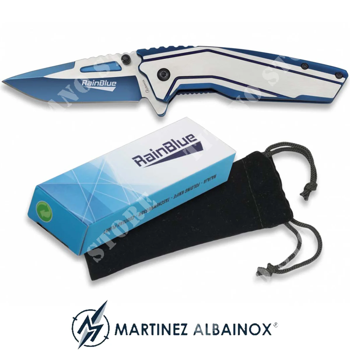 NAVAJA LLUVIA AZUL HOJA 7,3cm ALBAINOX (ALB-18367-A)