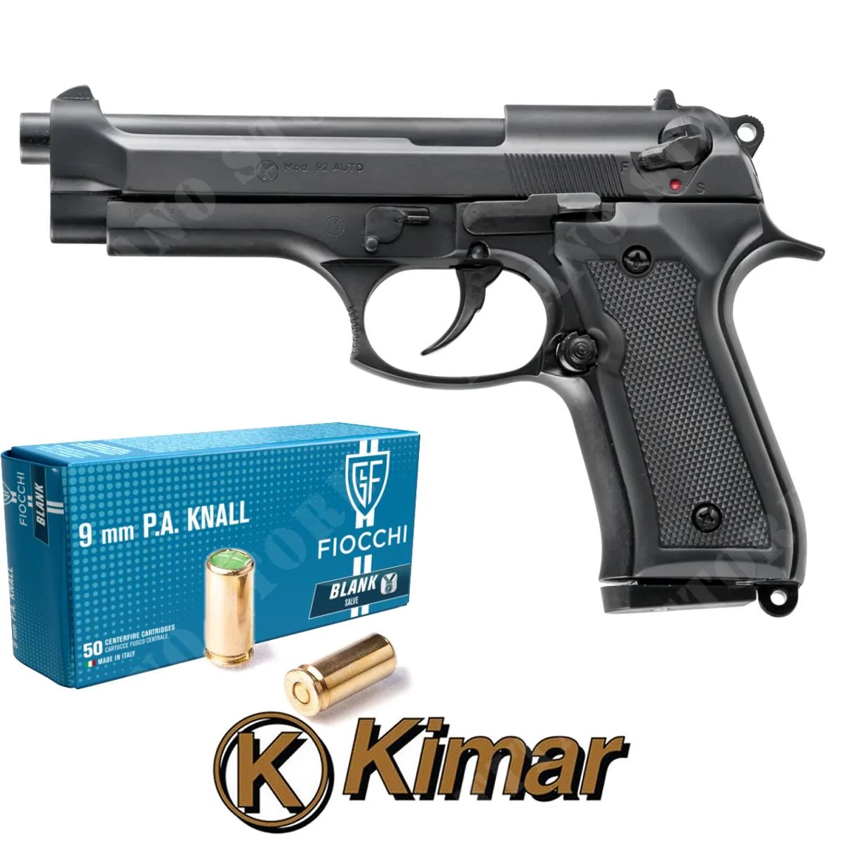 92 PISTOLA DE DEFENSA 9MM NEGRA + CARTUCHOS KIMAR (420.053 + CARTUCHOS)