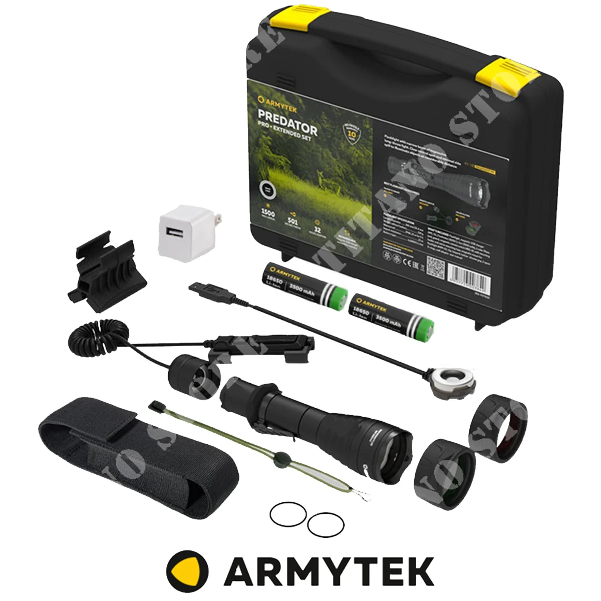 SET DE LINTERNA TÁCTICA USB PREDATOR PRO IMÁN CON MANDO 1500LM ARMYTEK (ART-F07302C)