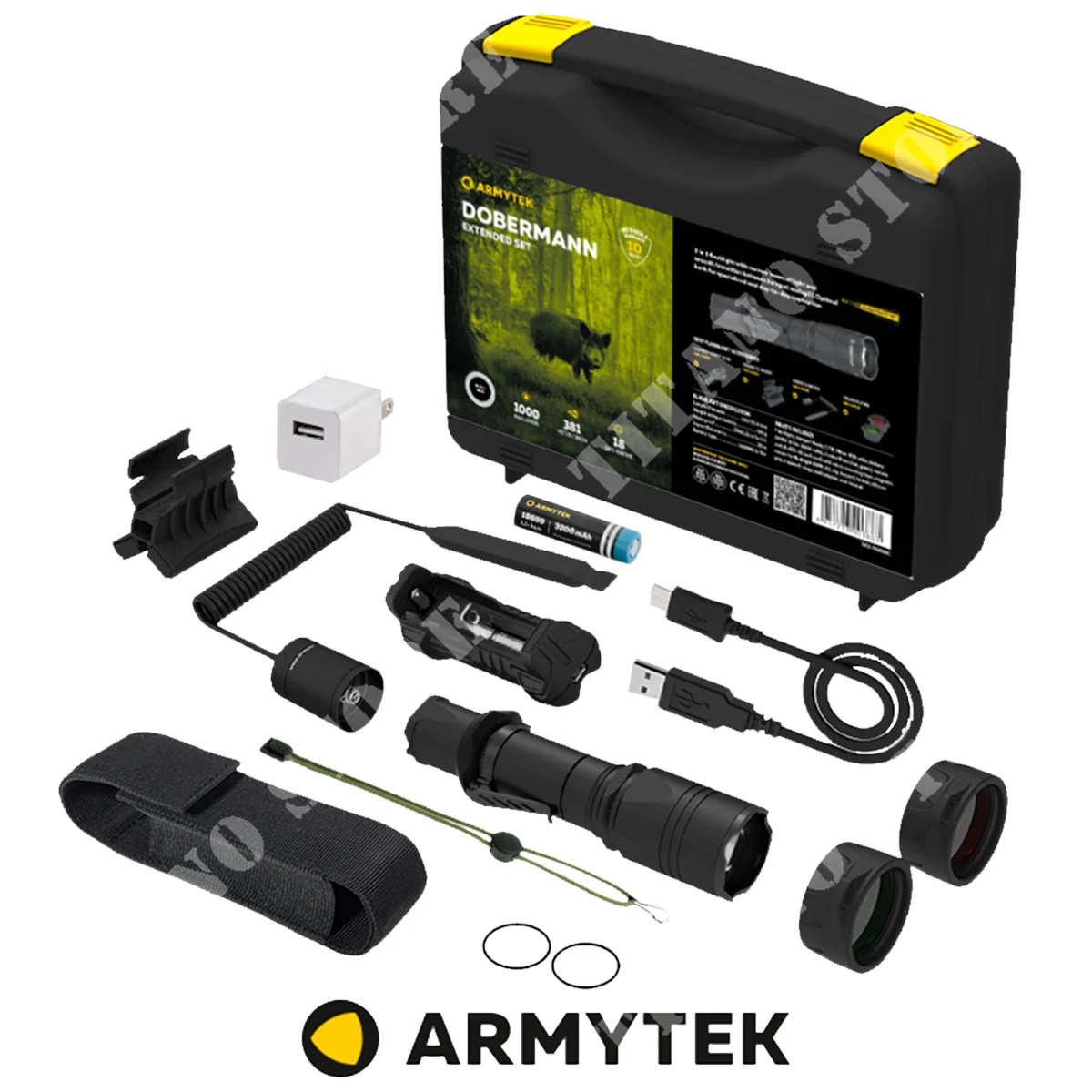 JUEGO DE LINTERNA TÁCTICA USB DOBERMANN PRO IMÁN CON MANDO A DISTANCIA 1500LM ARMYTEK (ART-F02005C)