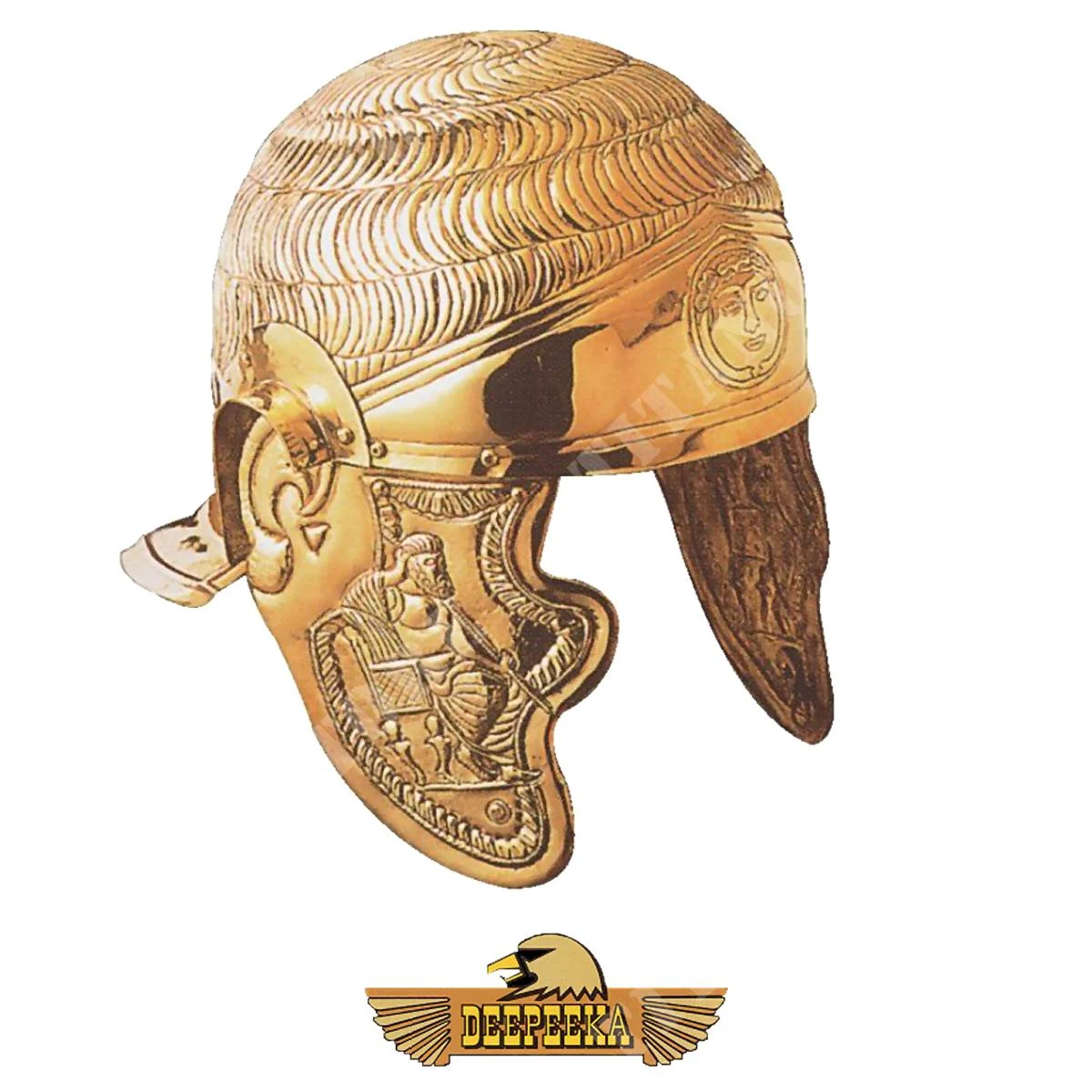 CASCO DE CABALLERÍA ROMANO DECORADO EN LATÓN DEEPEEKA (I6375/N.09)