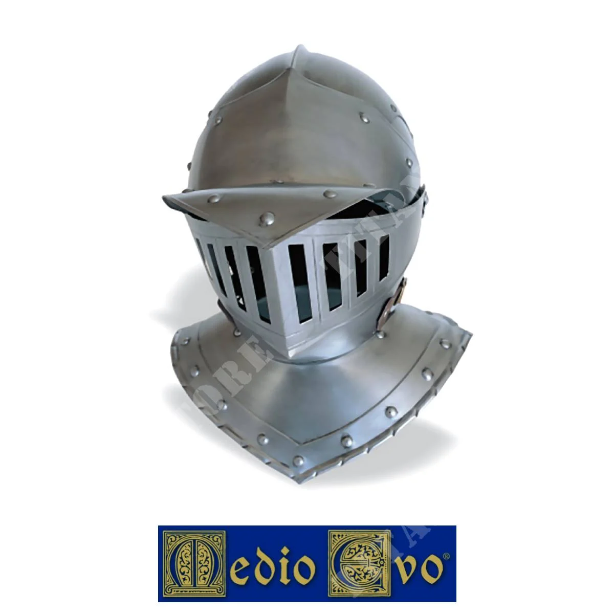 CASCO CABALLERO DE HIERRO CON MÁSCARA Y ALA EDAD MEDIA (002/5.03)