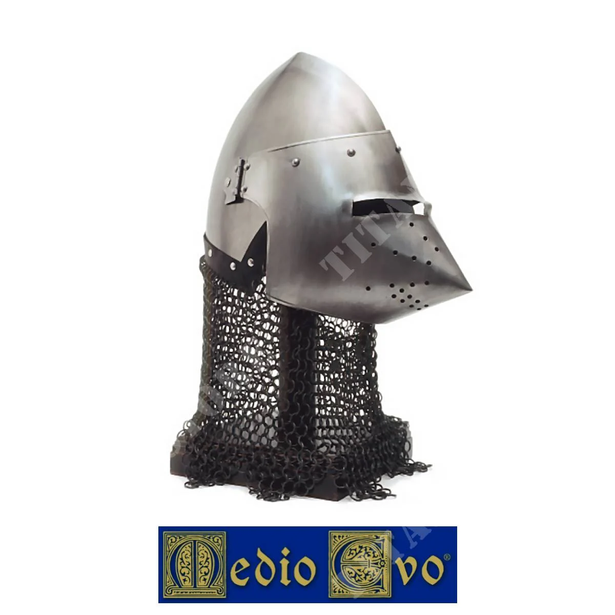 CASCO DE HIERRO CON CAMAGLIO MEDIEVAL (002/H11.03)