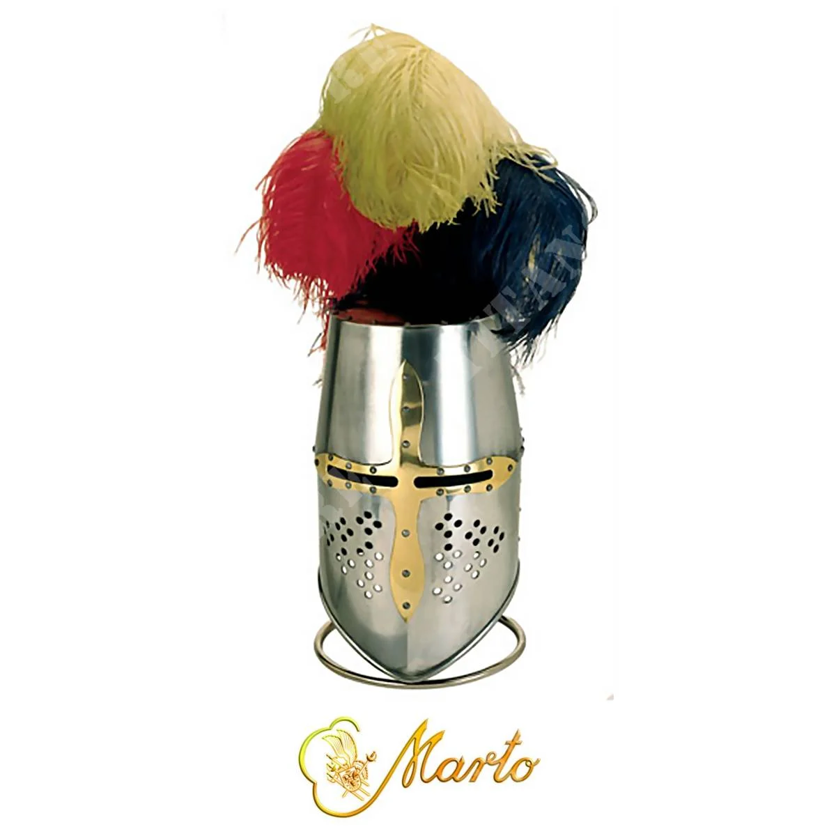 CASCO TEMPLARIO CON CRUZ DORADA CON PLUMAS DE MARTO (905/2.80)
