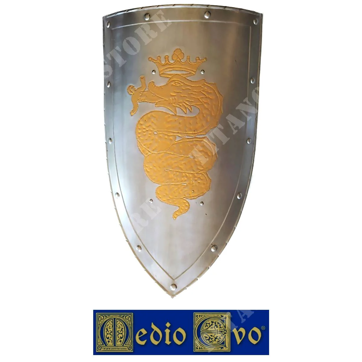 ESCUDO DE HIERRO DECORADO CON VISCONTI BISCION MEDIEVAL (007/4E.03)