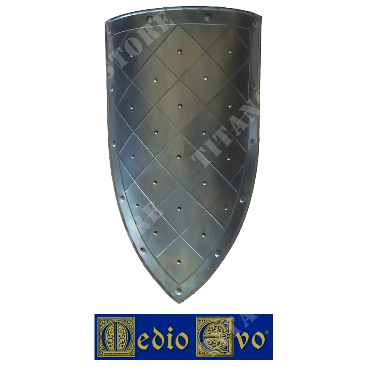 ESCUDO MEDIEVAL DE HIERRO CON MOTIVO DE DIAMANTES EDAD MEDIA (007/1B.03)
