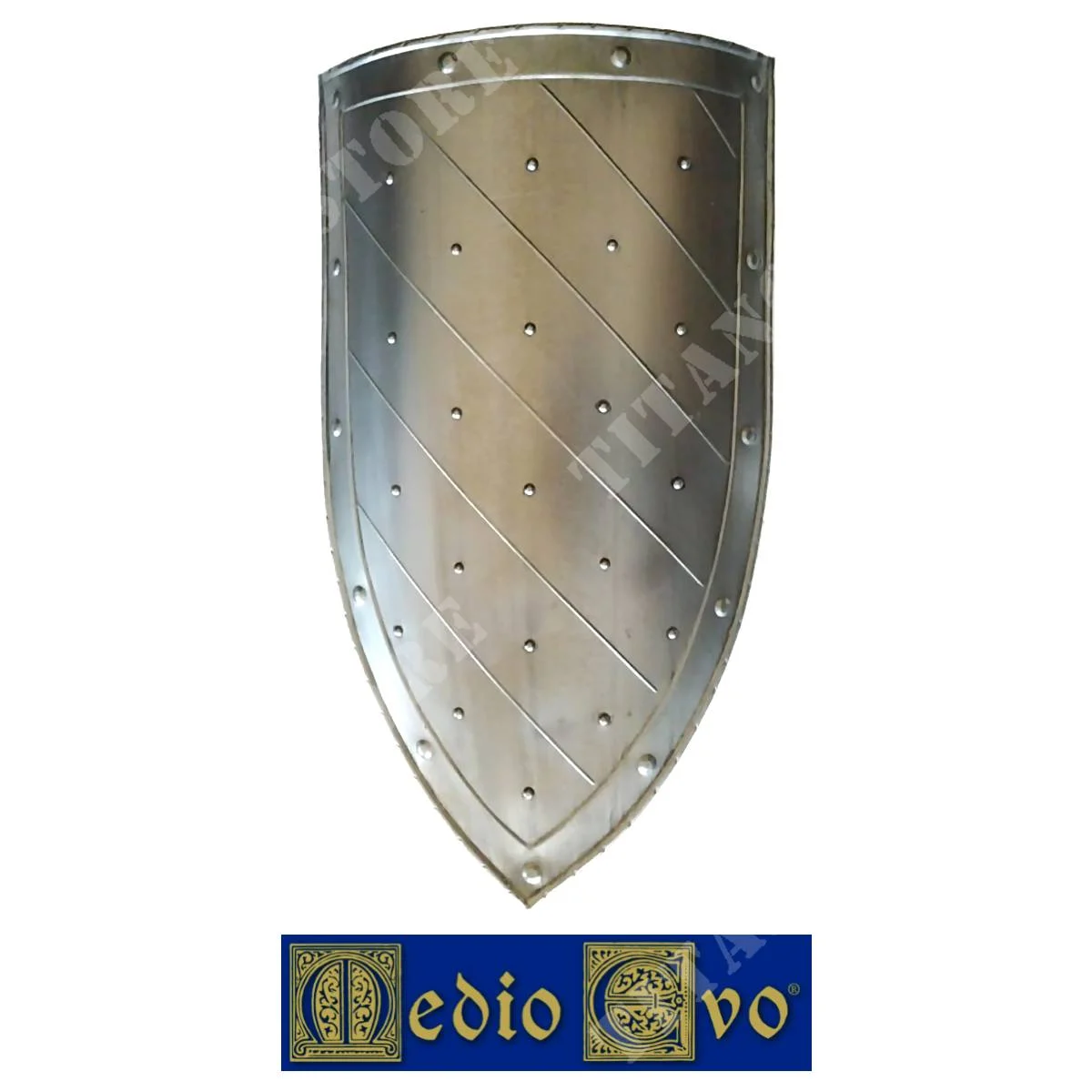 ESCUDO MEDIEVAL DE HIERRO CON BANDAS DIAGONALES EDAD MEDIA (007/1C.03)