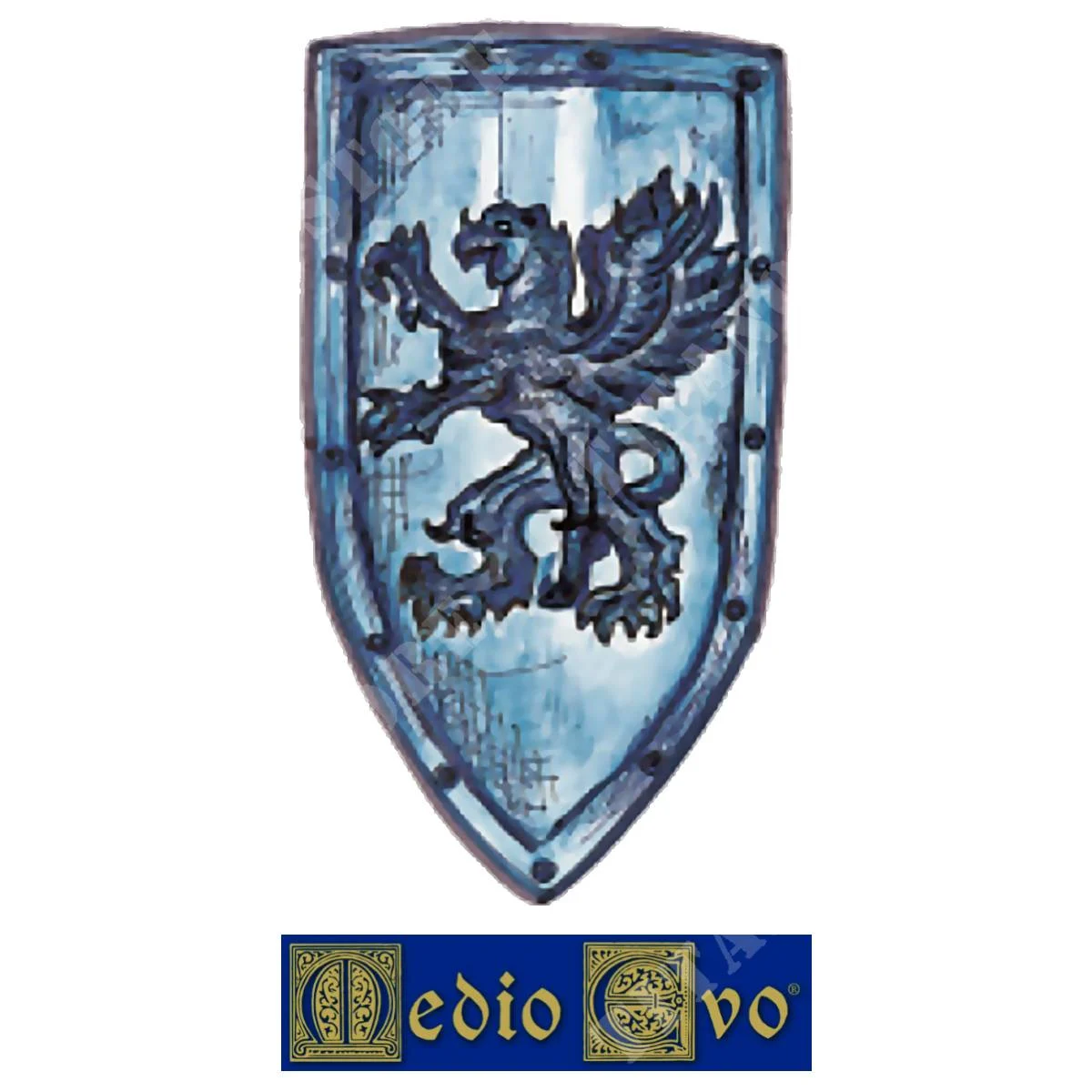 ESCUDO DE HIERRO DECORADO CON GRIFO RAMPANTE MEDIEVAL (007/4B.03)