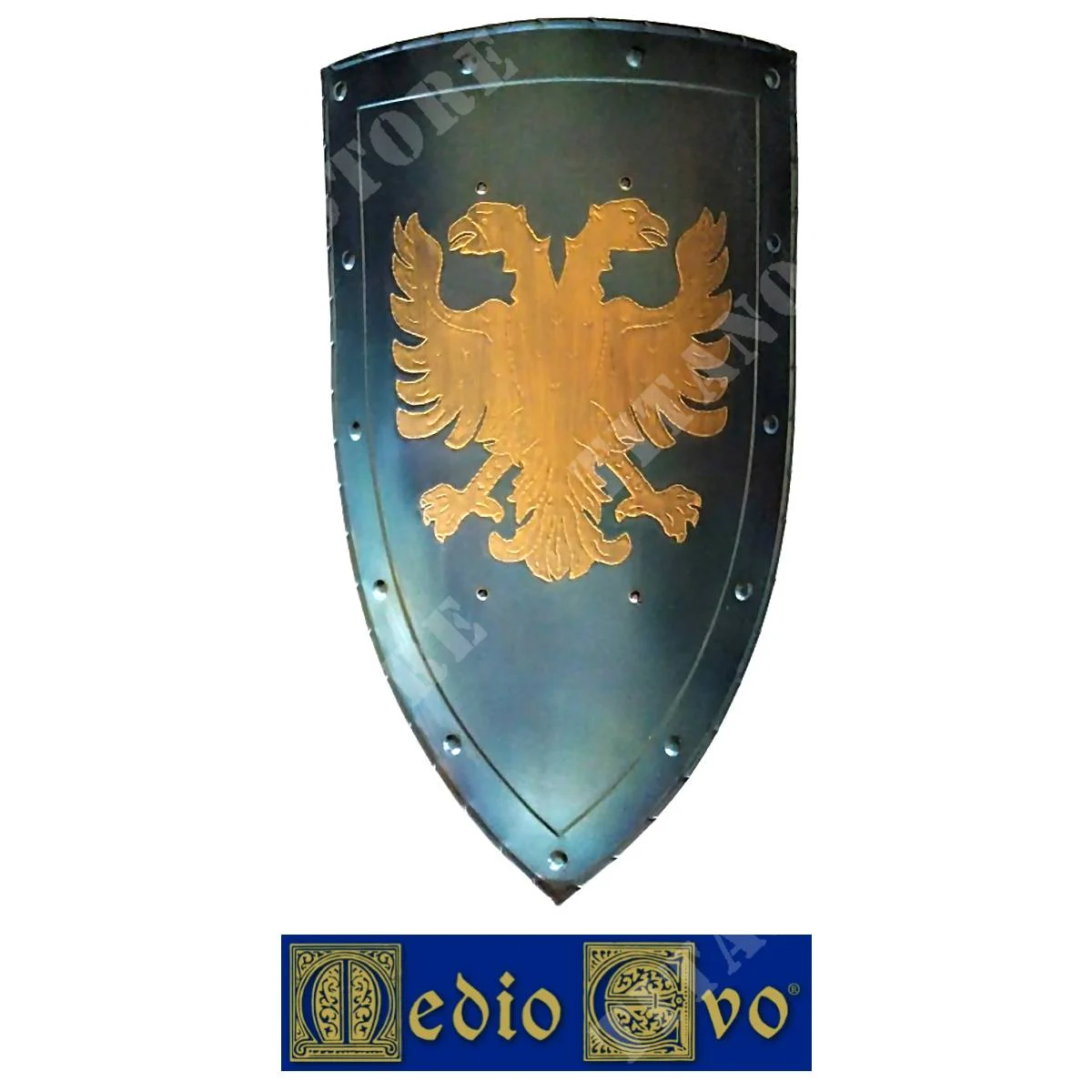 ESCUDO DE HIERRO DECORADO CON ÁGUILA DOBLE CABEZA MEDIEVAL (007/4D.03)