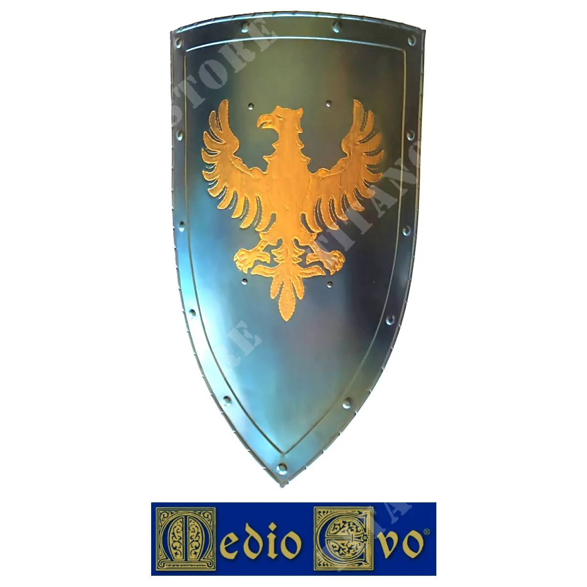 ESCUDO DE HIERRO ENVEJECIMIENTO MEDIO DECORADO CON UN ÁGUILA (007/4F.03)