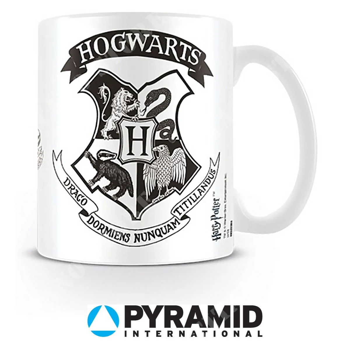 TAZA HOGWARTS LOGO PIRÁMIDE BLANCO Y NEGRO INTERNACIONAL (MG22384.88)