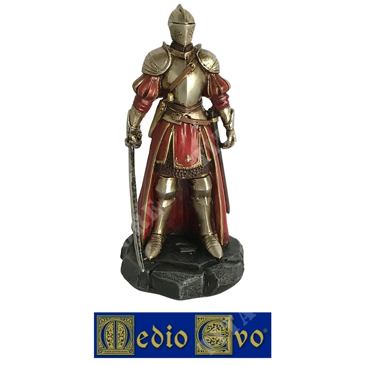 ESTATUILLA CABALLERO ROJO DE LA EDAD MEDIA CON ESPADA (542/P.01)