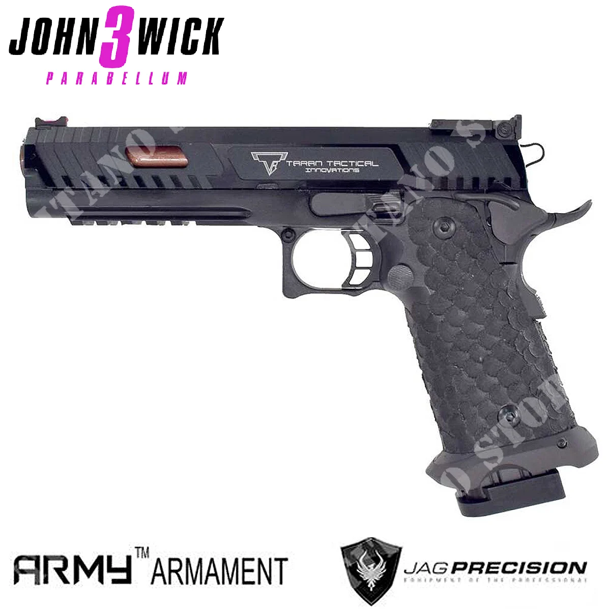 PISTOLA DE GAS TTI 2011 JOHN WICK 3 ARMAMENTO JAG ARMY NEGRO DELUXE (JAG-601H-BK)