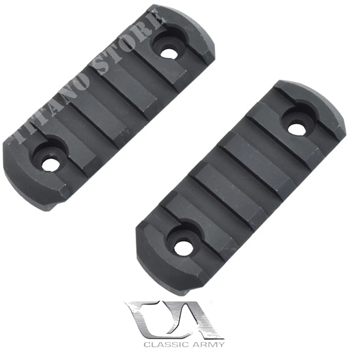 RAILES METÁLICOS 20MM 5 RANURAS NEGRO CLASSIC ARMY (A656M-5)