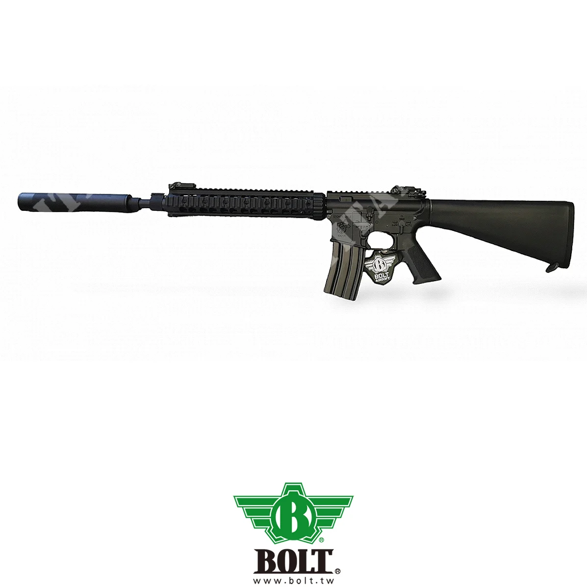 B4 MK12 ARMAMENTO DE CABALLERO NEGRO CON CUENTA FIJA CON SILENCIADOR DE PERNO BRSS (BOLT-MK12FIXS-BK)