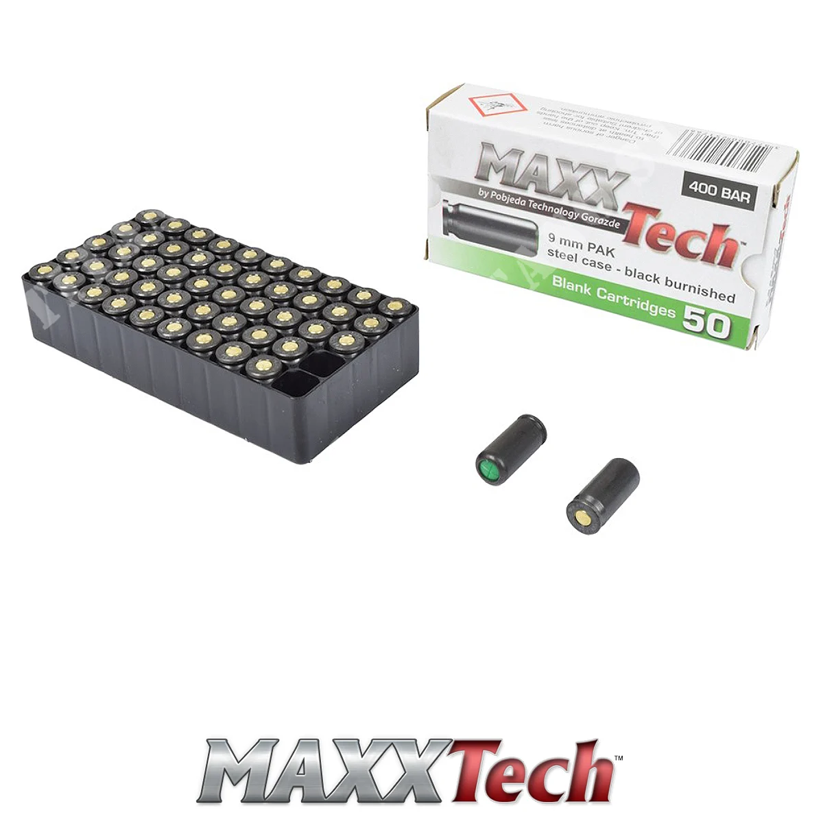 CARTUCHOS VIEJOS CALIBRE 9MM NEGRO BRUÑIDO MAXX TECH (MT9B)