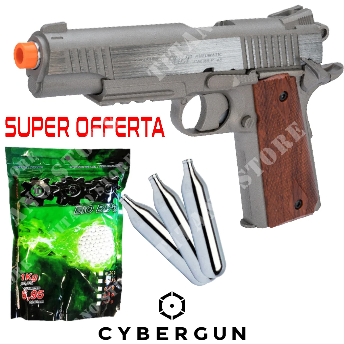 PISTOLA COLT 1911 MKIV + 10CO2 + CYBERGUN BB (180529+KIT)