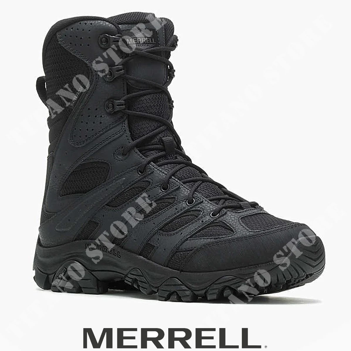 BOTAS MERRELL IMPERMEABLES MOAB 3 8'' NEGRAS CON CREMALLERA TÁCTICA (ME-J003907-BK)