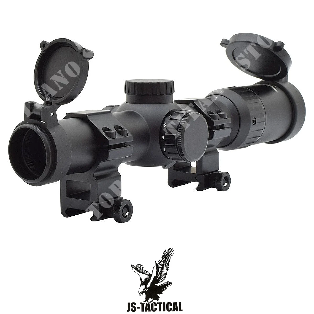 ÓPTICA NEGRA 1X-8X 24 CON ACCESORIOS TÁCTICOS JS (JS-1-8X24)