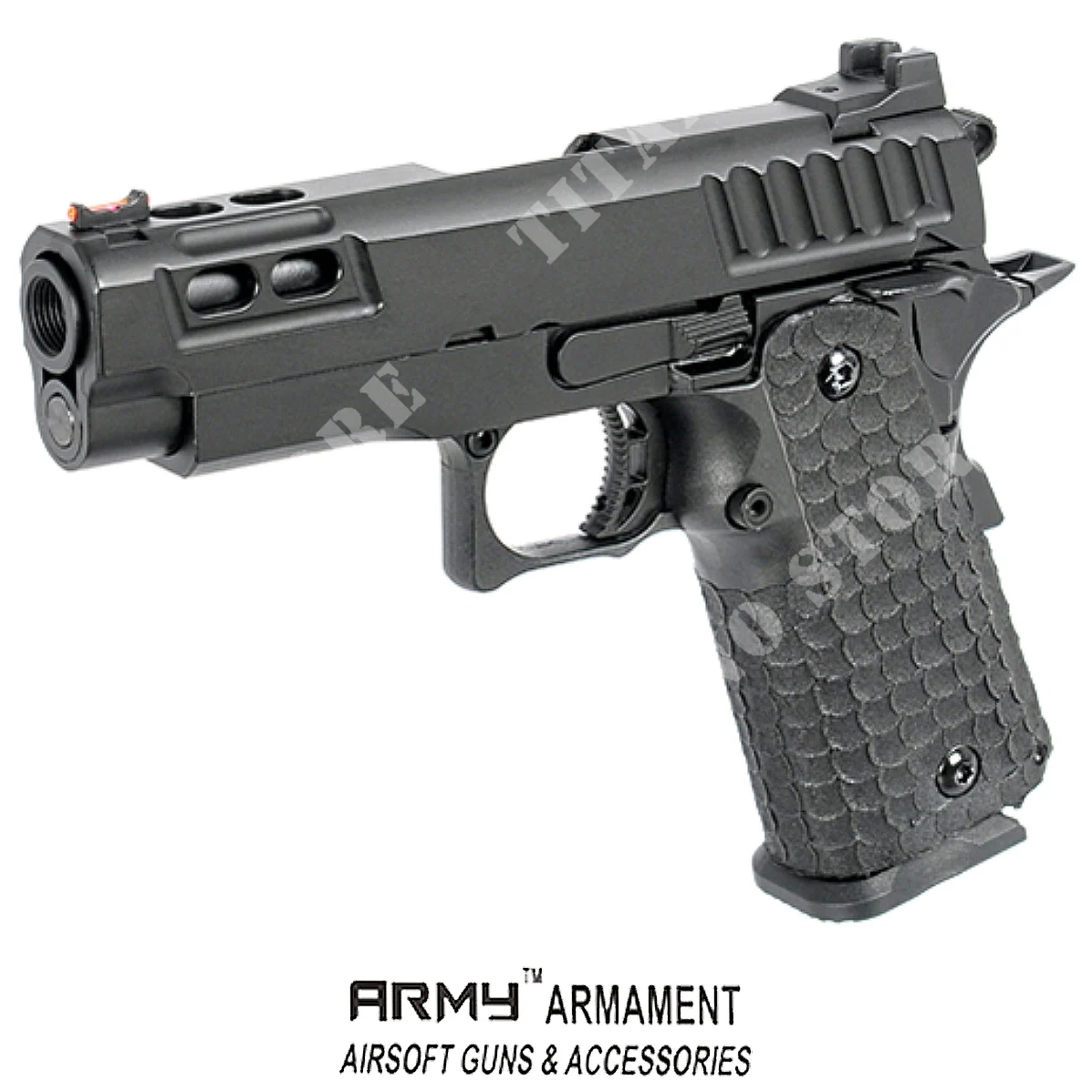 PISTOLA DE ARMAMENTO DEL EJÉRCITO NEGRO HI-CAPA R607 GBB (AMY-R607)