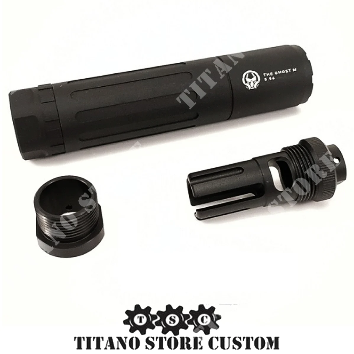 SILENCIADOR DUMMY GHOST 5.56 NEGRO + ENDURECEDOR FLASH TSC (TSC-5685)