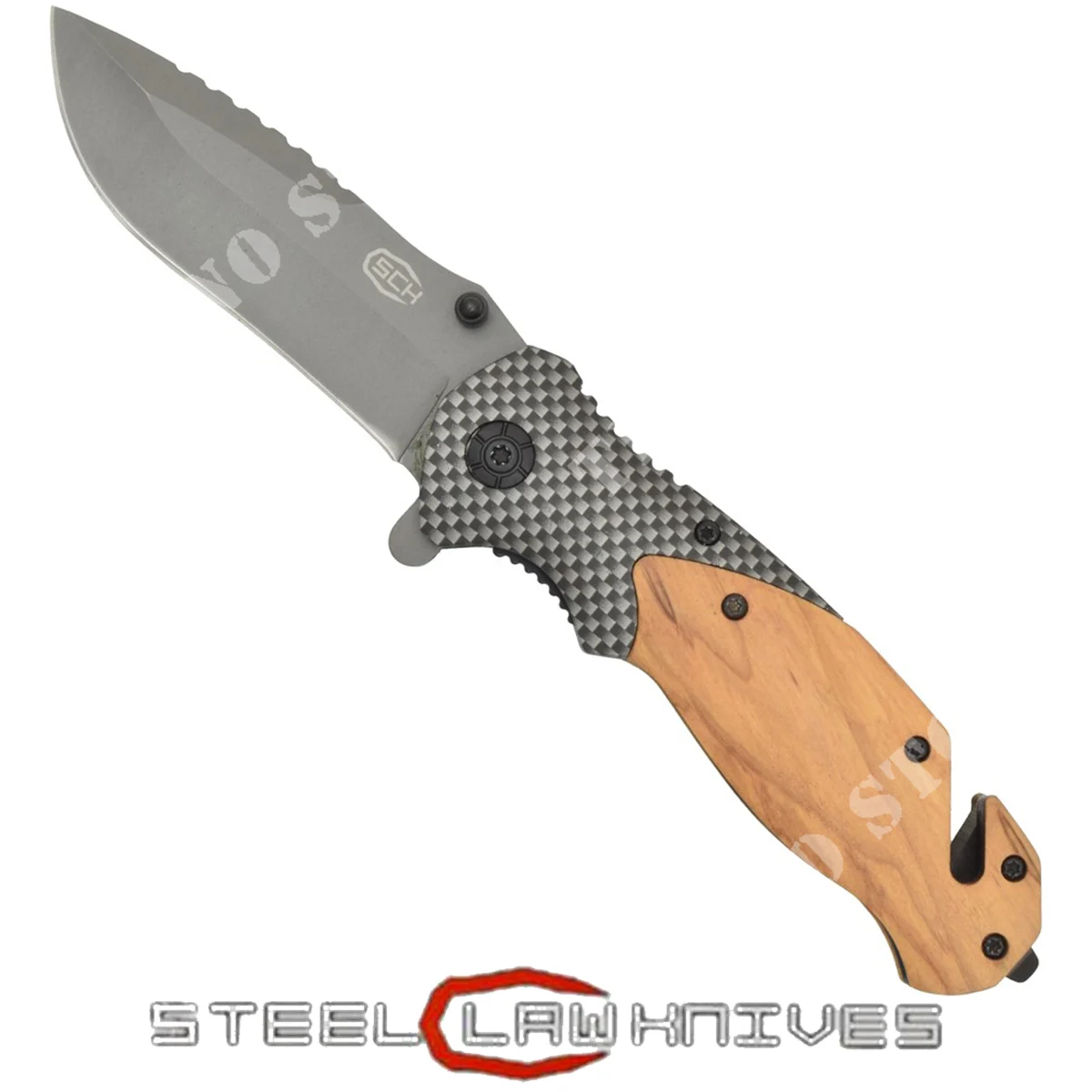 NAVAJA MADERA CARBONO CON PASADOR APERTURA SCK (CW-203)