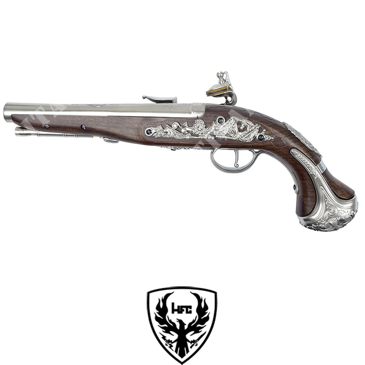 PISTOLA DE GAS FLINTLOCK "GEORGE WASHINGTON" PLATA HFC (HG 501SN)