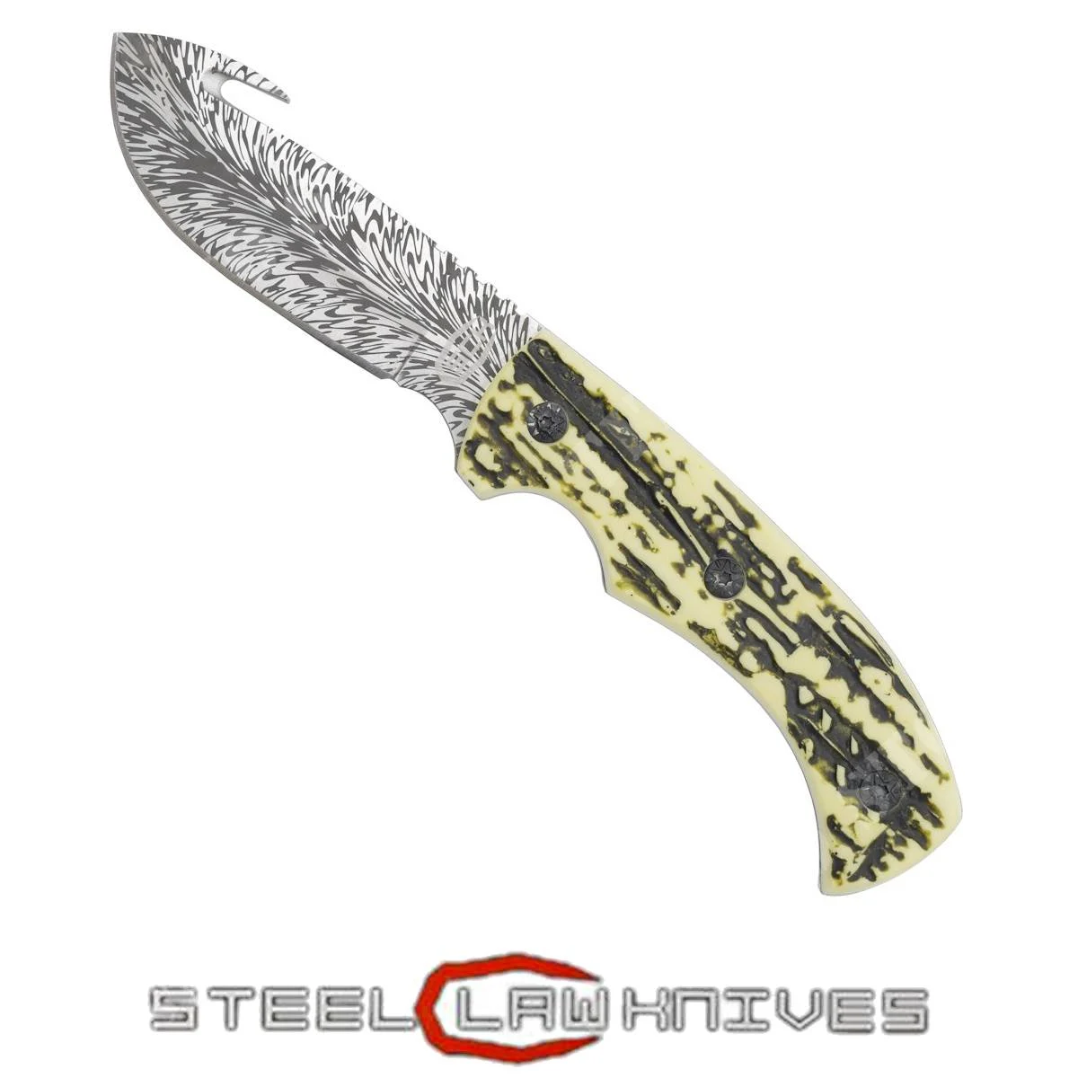 CUCHILLO DE CINTURÓN MANGO TALLADO HOJA CON DESOLLADOR SCK (CW-008)
