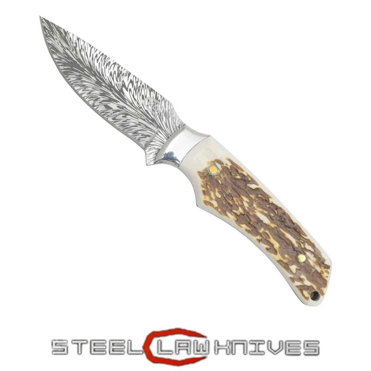 CUCHILLO DE CINTURÓN DECORADO MANGO TALLADO CLARO SCK (CW-005)
