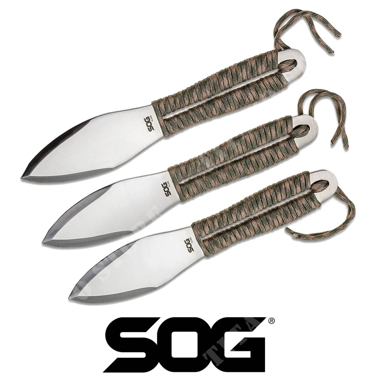 CUCHILLO LANZADOR 3Pzs M/PARACORD SOG (FX41N-CP)
