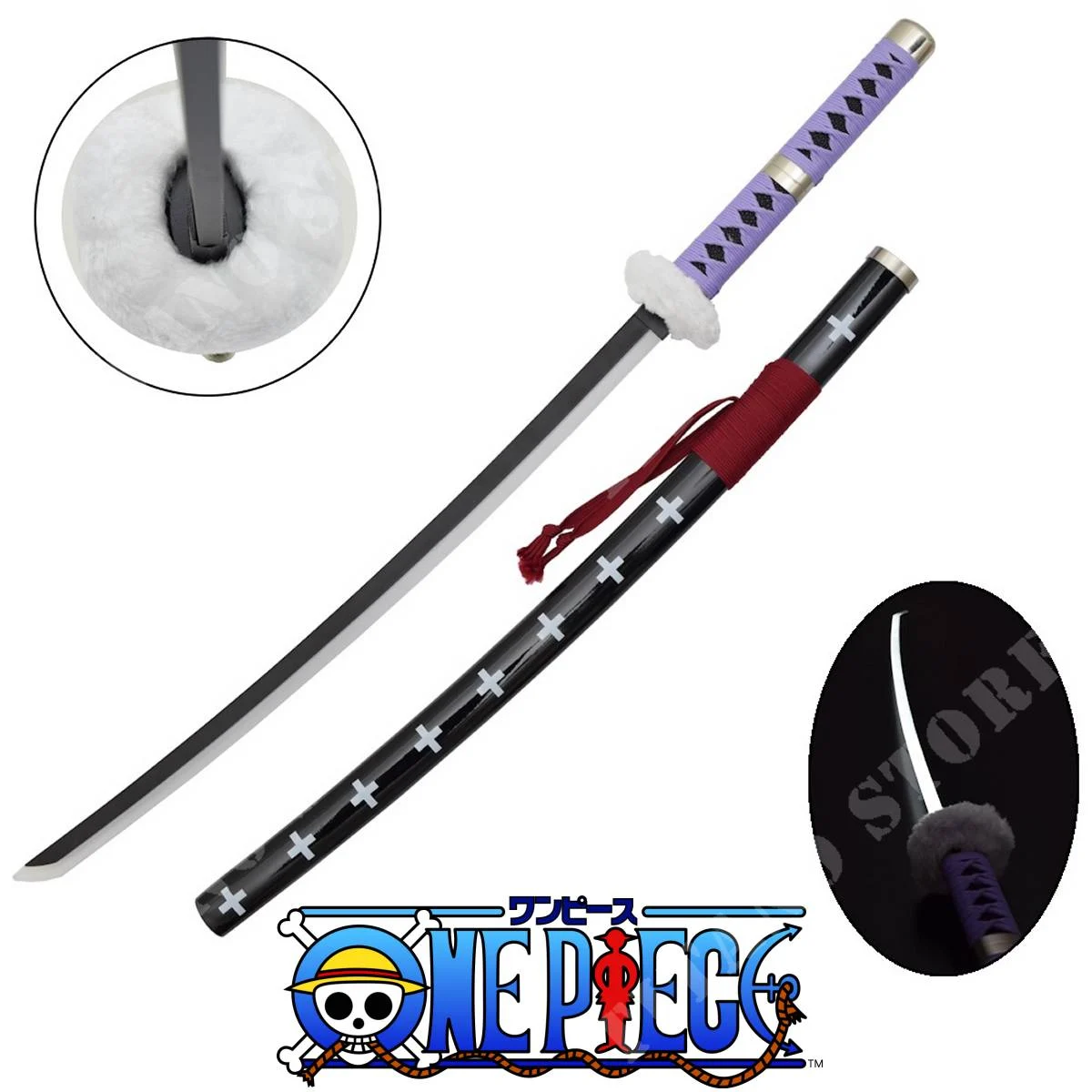 Katana con iluminación LED morada de Trafalgar de One Piece (ZS521VGD)