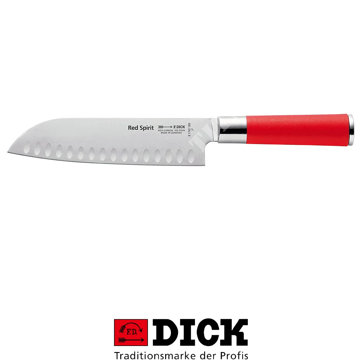 CUCHILLO SANTOKU RED SPIRIT CON ALVEOLOS CM.18 POLLA (C508174K18)