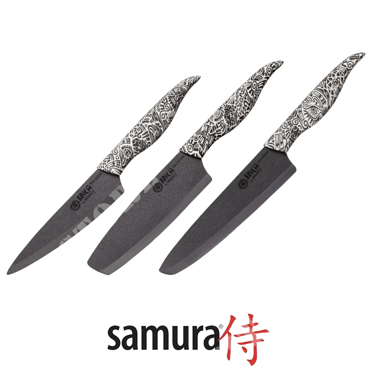 SET DE 3 CUCHILLOS CERÁMICOS INCA NEGROS SIN-0220B SAMURA (C670SIN22B)