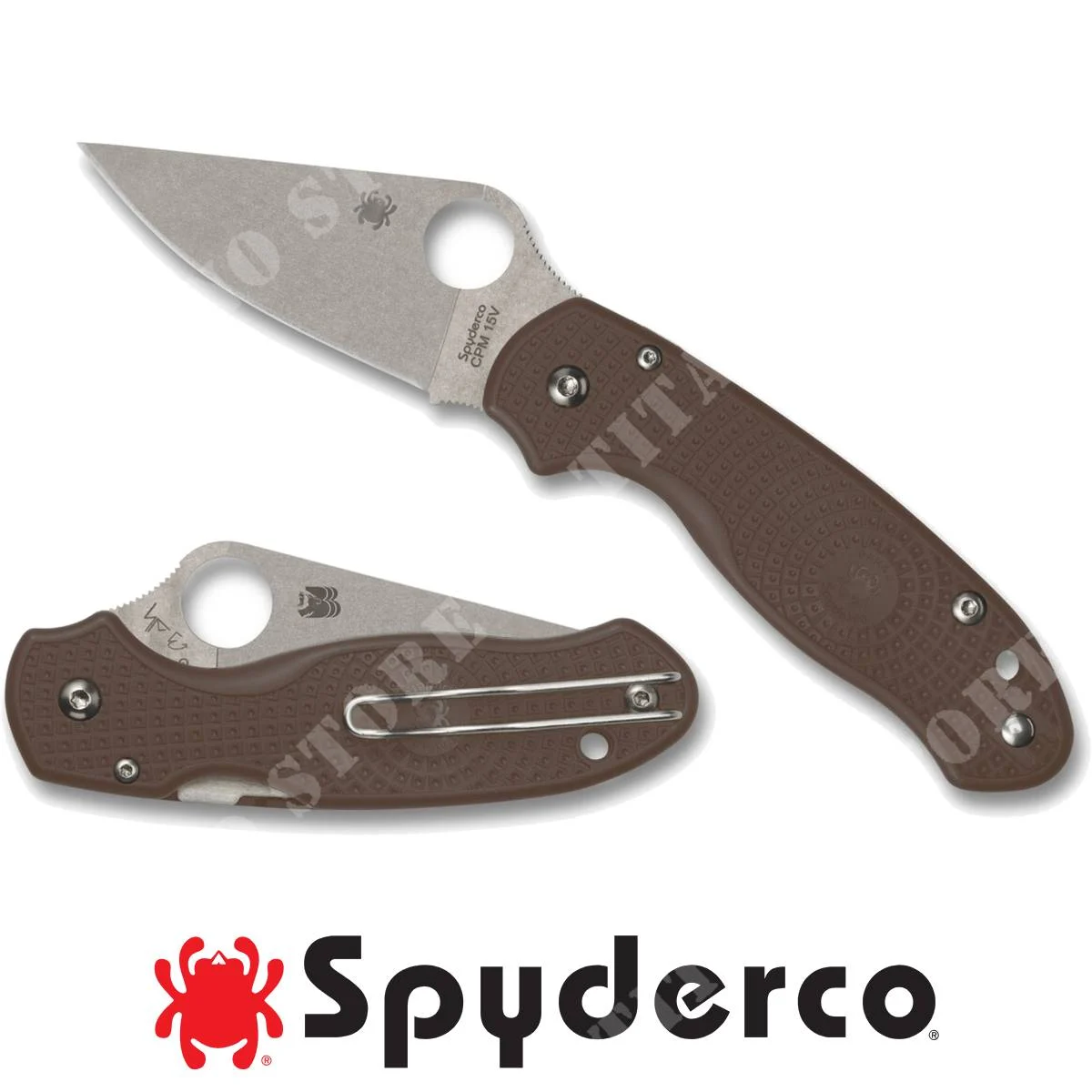 CUCHILLO PARA 3 FRN MARRÓN CPM-15V LISO SPYDERCO (C223PBN15V)