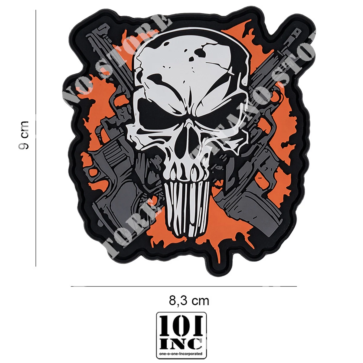 PARCHE 3D PVC CON CALAVERA CRUZADA Y ARMAS 6119# 101 INC (444190-7498)